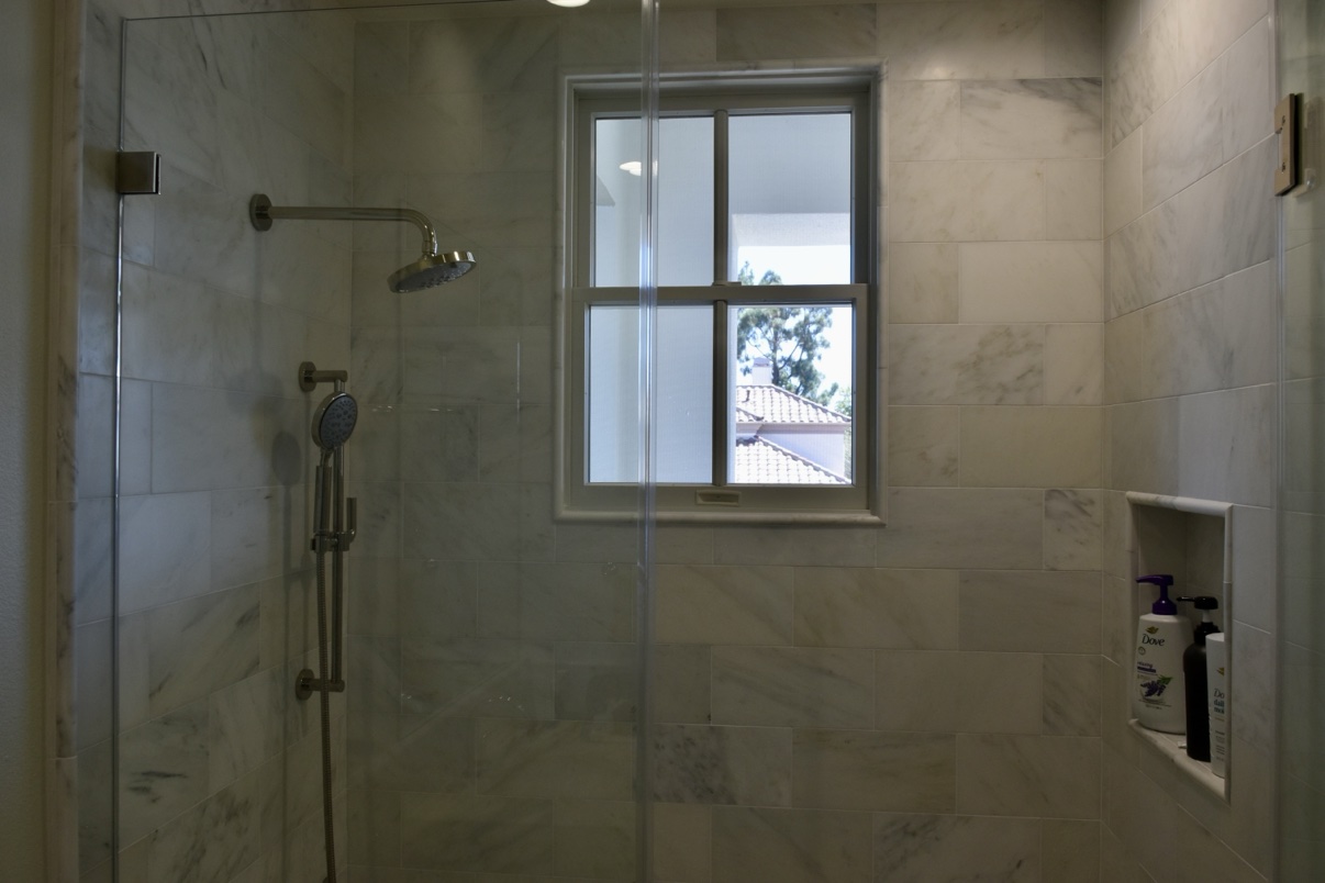 Marble shower with window
